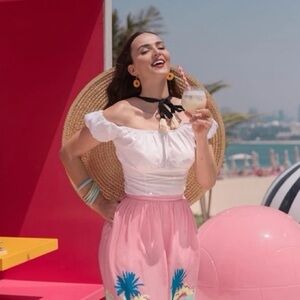 Pinup Couture White 50s Peasant Top XS